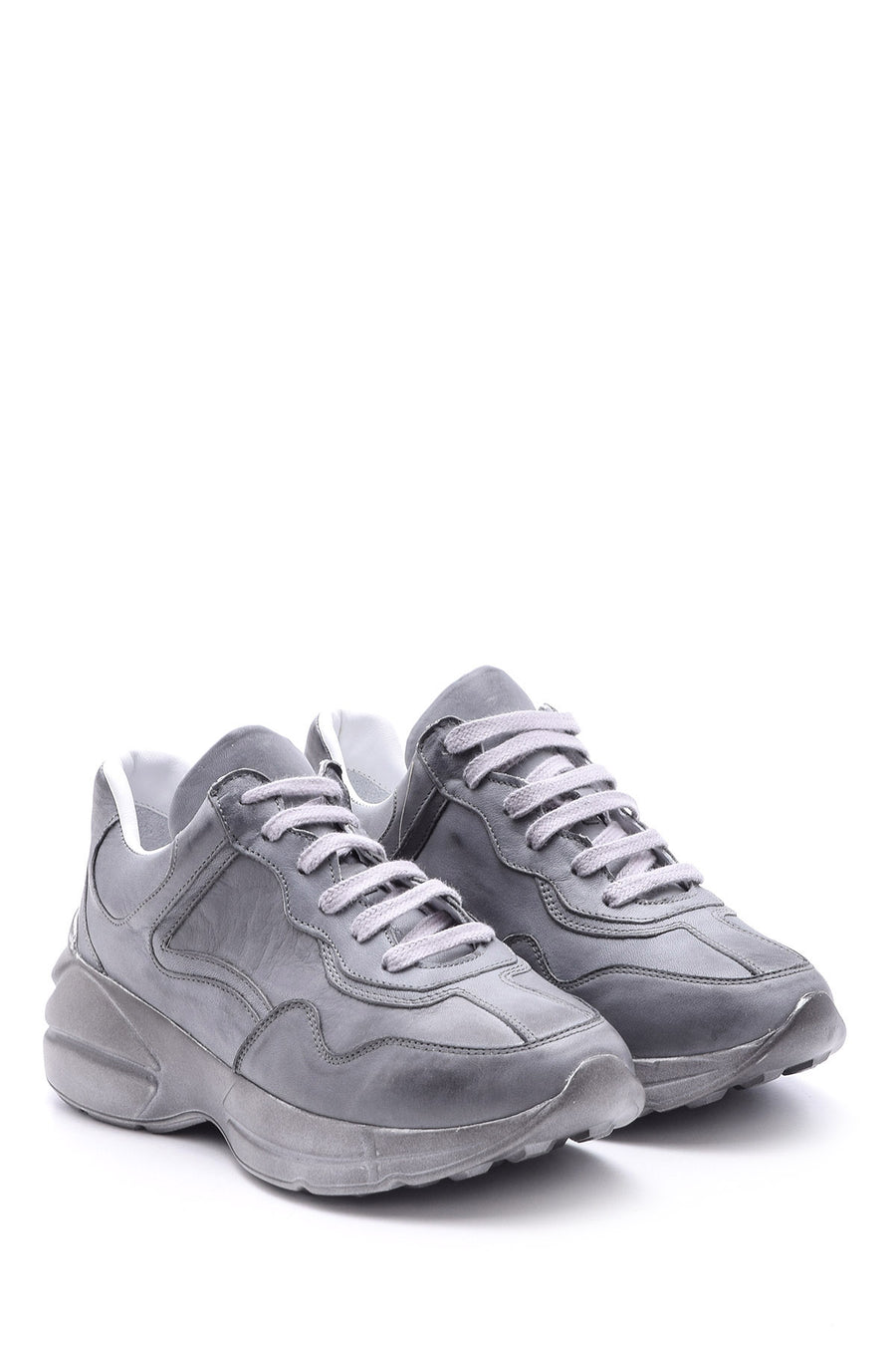Women's High-Sole Leather Sneaker