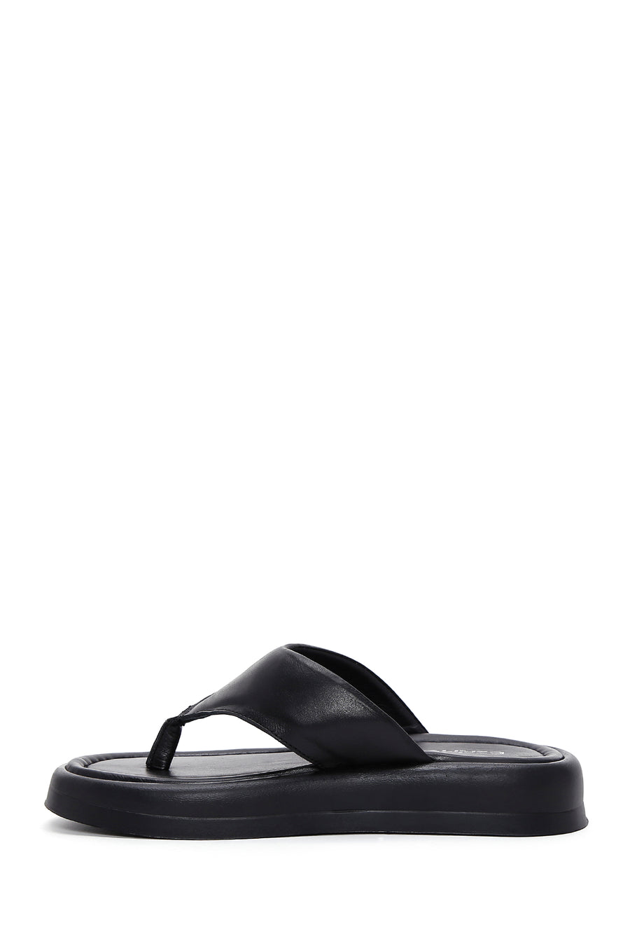 Women's Black Flip Flops Leather Slippers