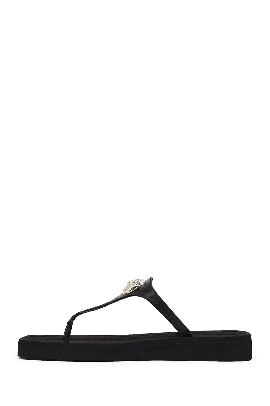 Women's Black Flip Flops Leather Slippers