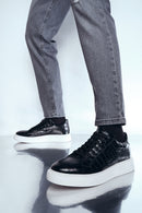 Men's Black Lace-up Leather Sneaker | Derimod