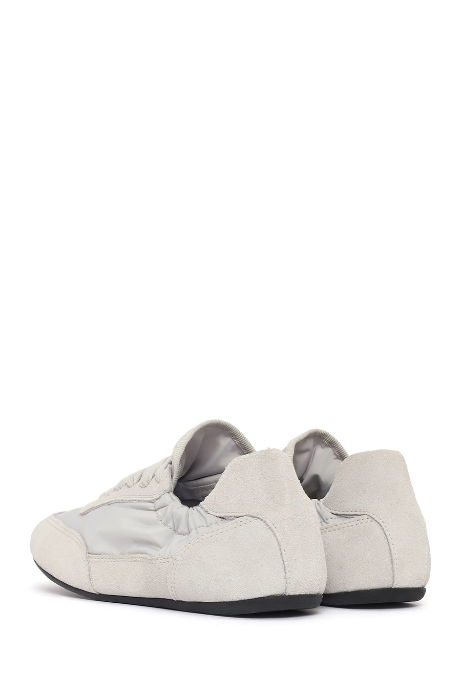 Women's Grey Lace-up Leather Sneaker