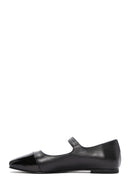 Women's Black Banded Leather Ballerinas | Derimod