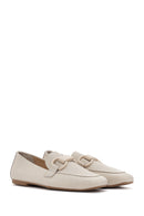 Women's Cream Leather Masculine Loafer | Derimod