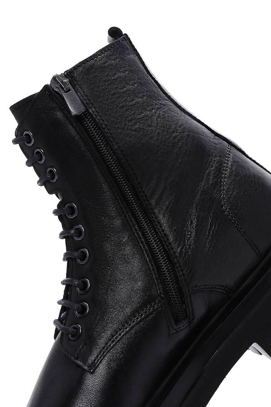 Men's Black Zippered Leather Casual Boots
