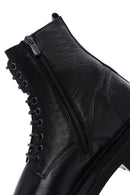 Men's Black Leather Zippered Boots | Derimod