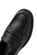 Women's Black Leather Masculine Loafer | Derimod