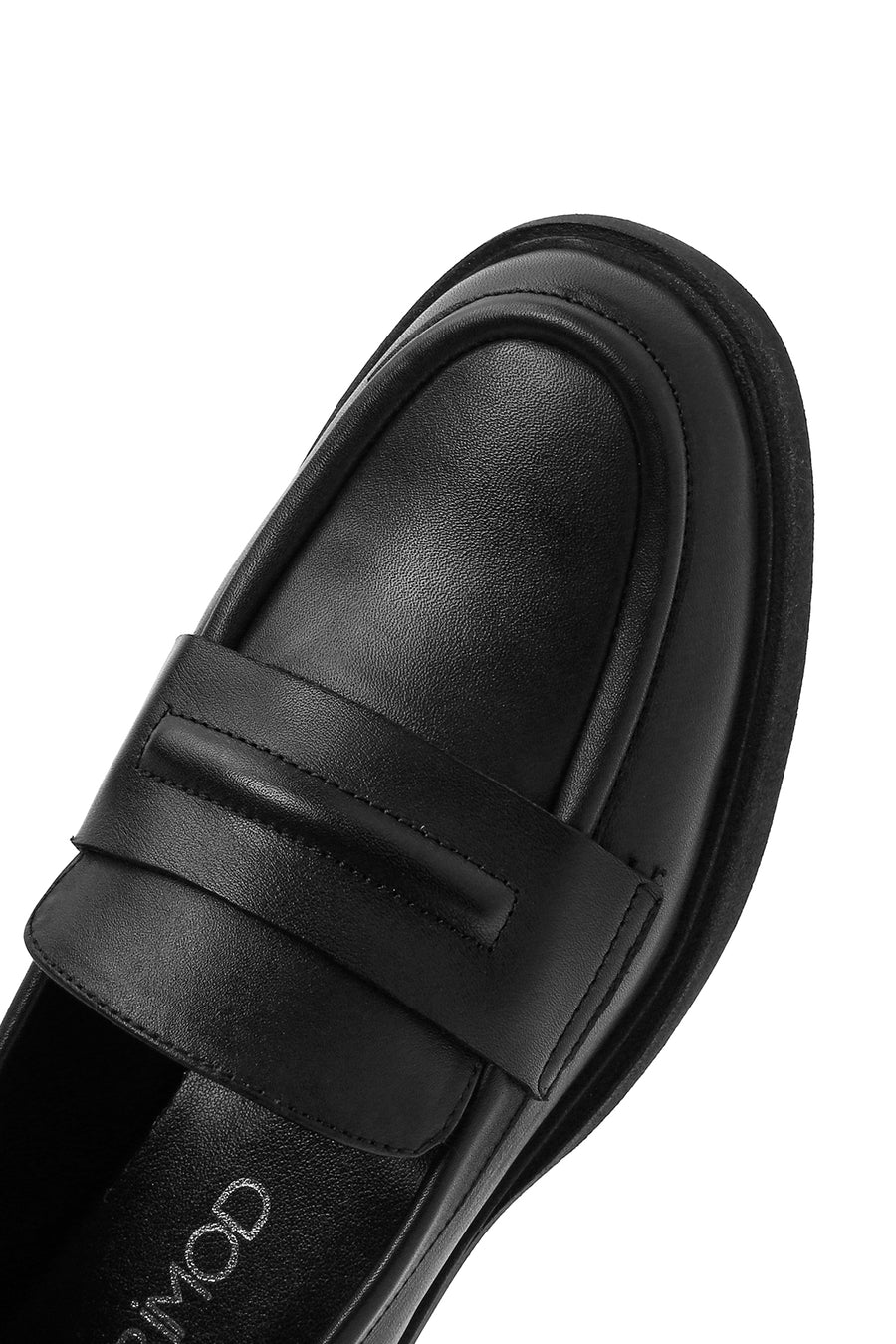 Women's Black Leather Masculine Loafer