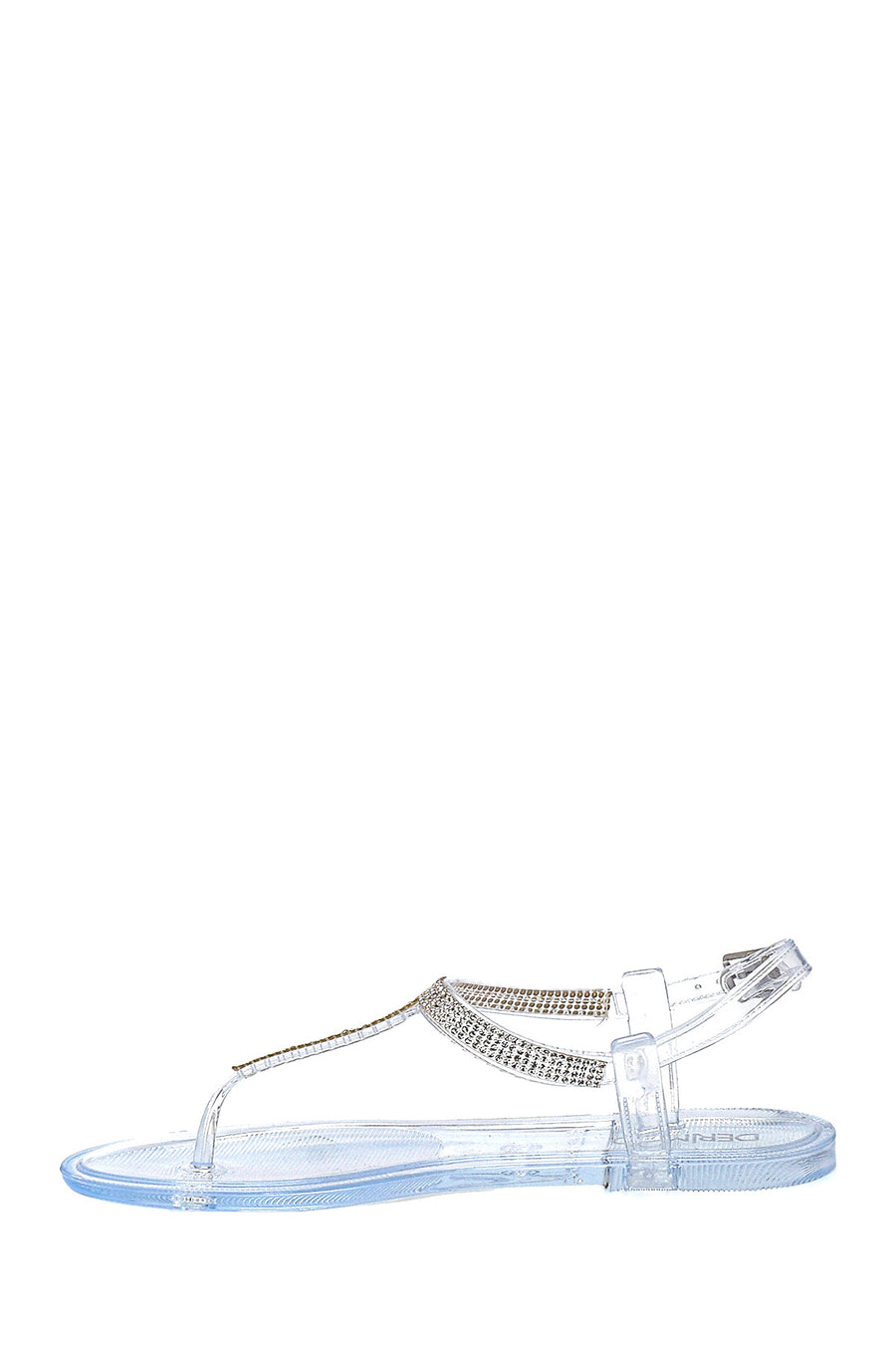Women's White Transparent Stone Flip Flops Sandals