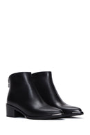 Women's Black Zippered Low Heel Leather Boots | Derimod