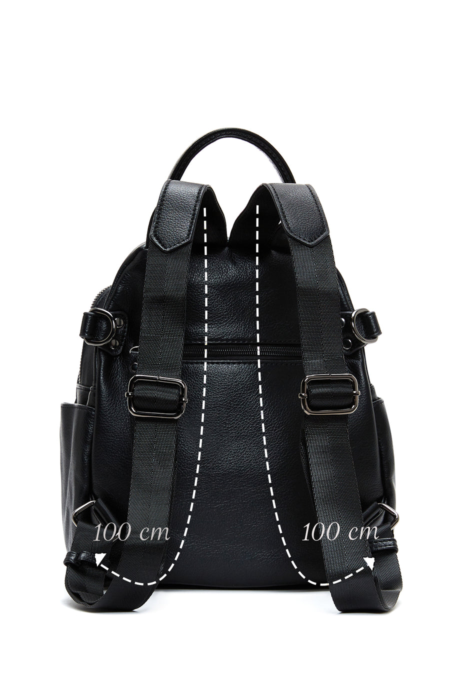 Women's Black Long Strap Backpack