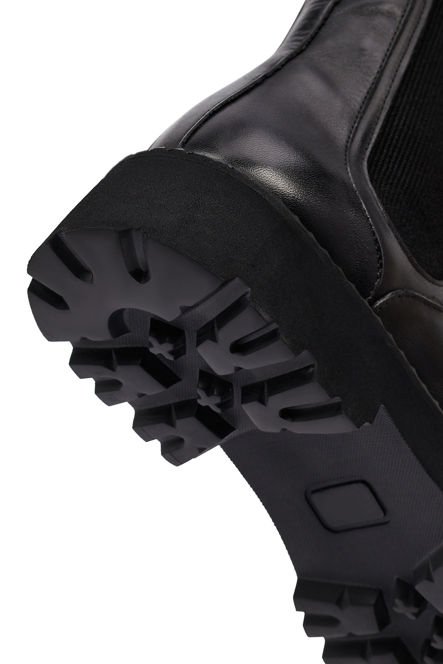 Male Black Thick-Soled Leather Chelsea Boots