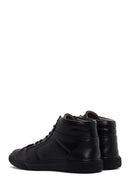 Men's Black Leather High Top Sneaker | Derimod