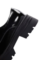 Women's Black Patent Leather Masculine Loafer | Derimod