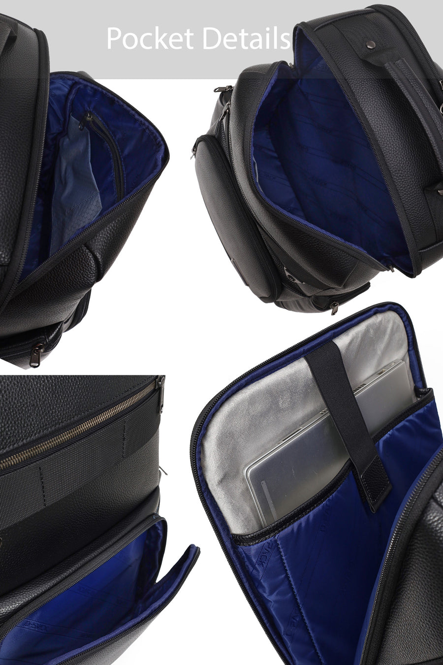 D-Pack Unisex Black Leather Backpack