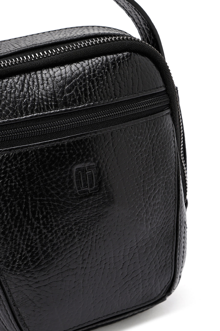 Men's Black Leather Messenger Bag