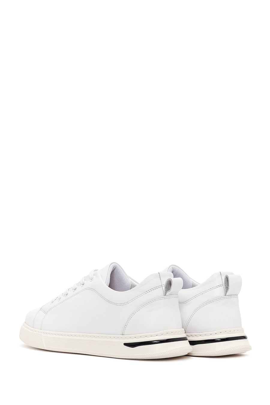 Male White Lace-Up Leather Sneaker