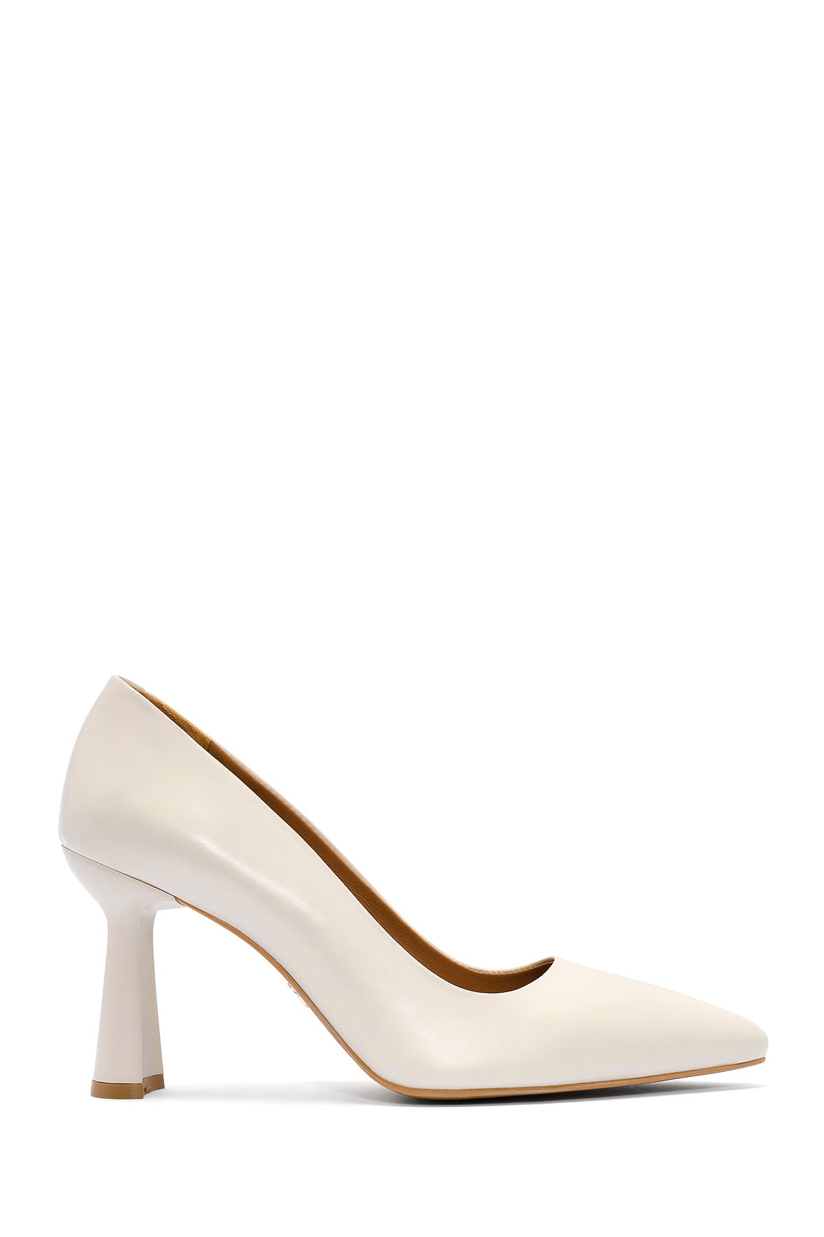 Women's Cream Heeled Leather Stiletto 24SFD130618 | Derimod