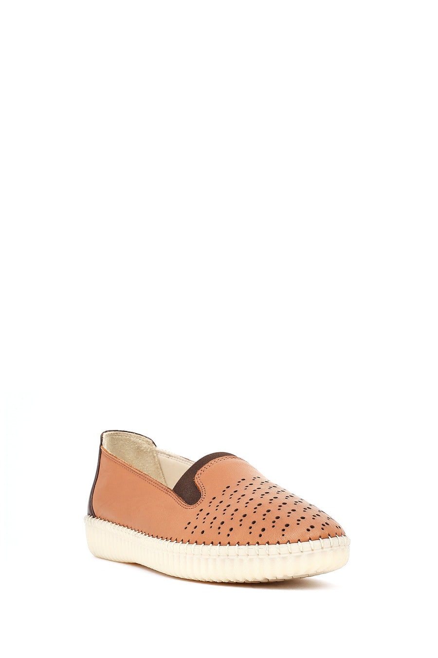 Woman Tan Leather Comfort Shoes