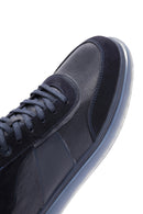 Men's Navy Blue Leather Sneaker | Derimod