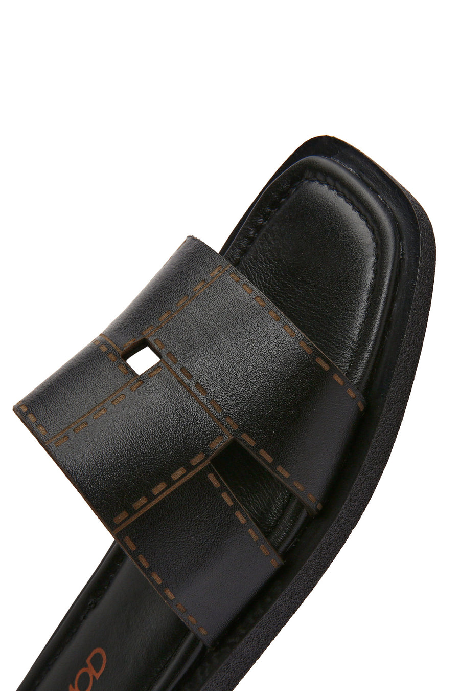 Women's Black Leather Slippers