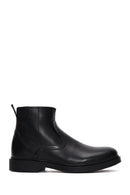 Men's Black Leather Zippered Boots | Derimod