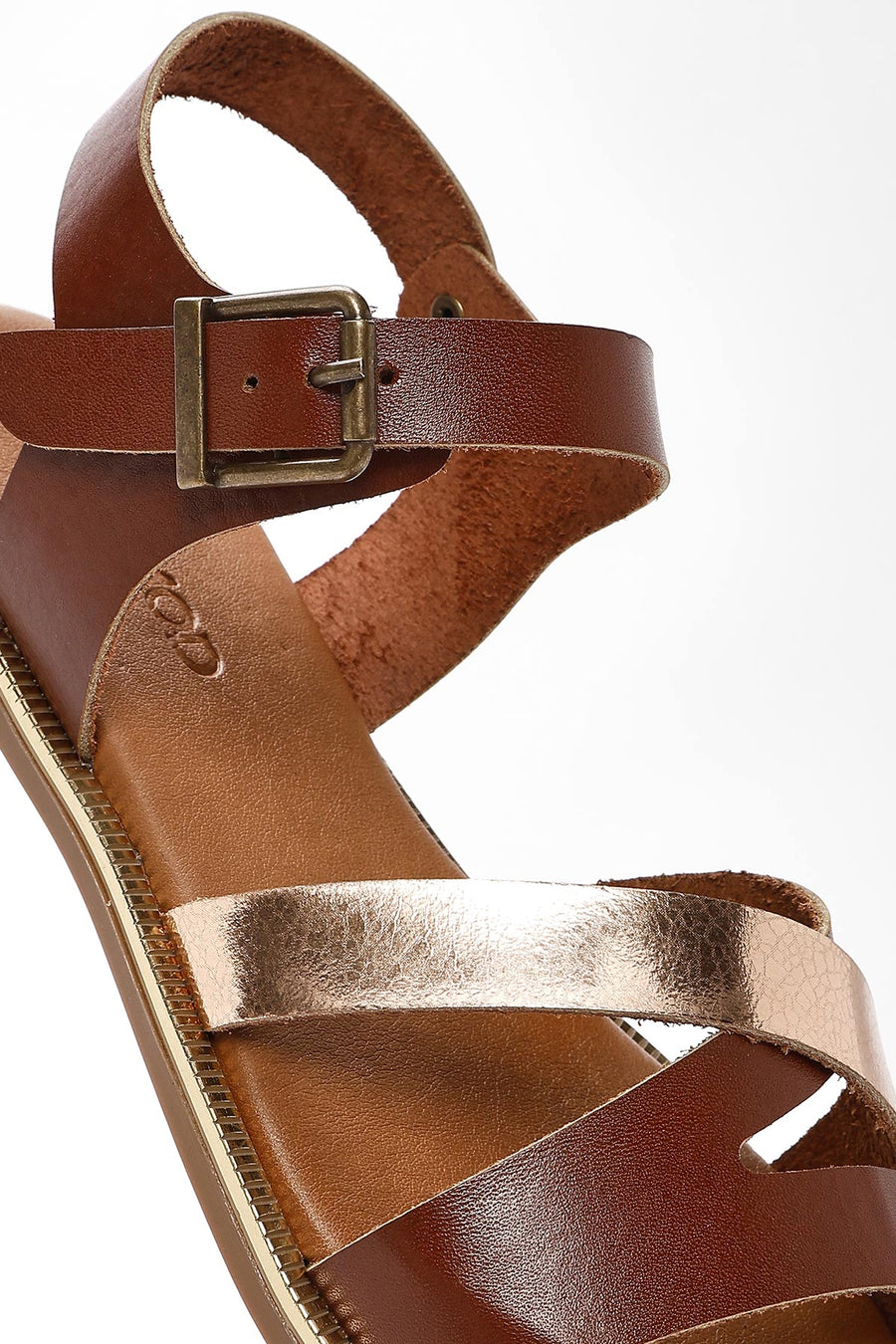 Women's Brown Ankle Buckle Leather Sandals