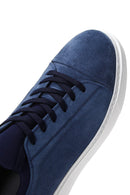 Men's Blue Suede Leather Thick Soled Sneaker | Derimod