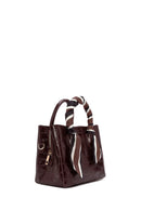 Women's Burgundy Accessory Detailed Long Strap Crocodile Patterned Handbag | Derimod