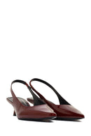 Women's Burgundy Open Back Short Thin Heel Patent Leather Shoes | Derimod