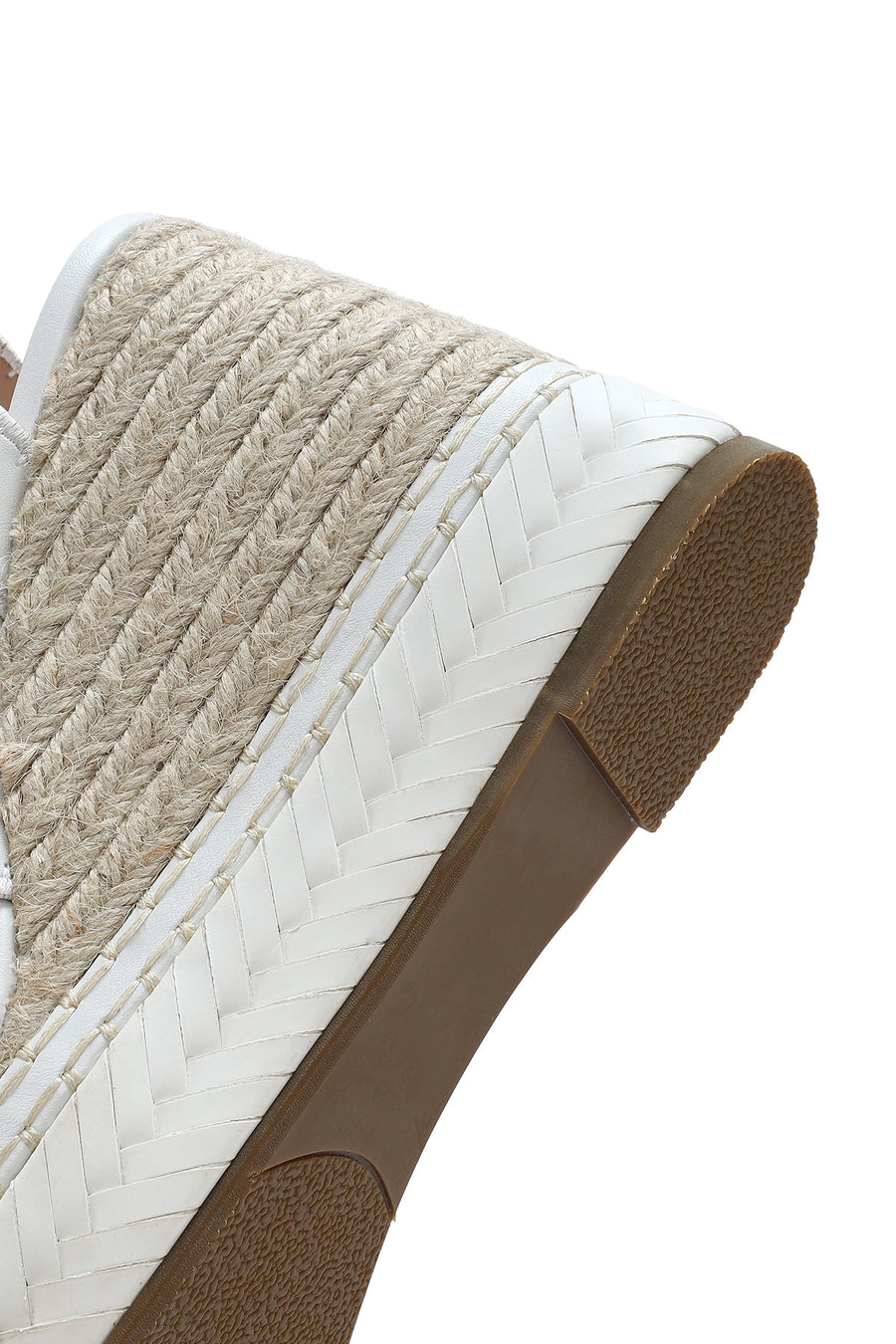 Women's White Ankle Buckle Wedge Heel Espadrille Sandals