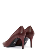 Women's Burgundy Thin Heel Leather Stiletto | Derimod