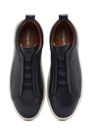 Men's Navy Blue Elastic Leather Sneakers | Derimod