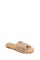 Woman Beige Rhinestone Slipper | Derimod