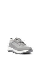 Men's Grey Lace-Up Thick-Sole Sneakers | Derimod