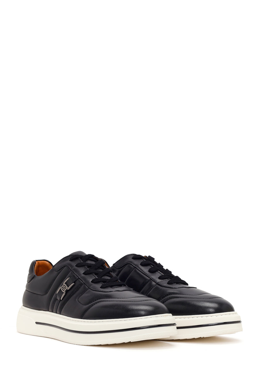 Male Black Lace-Up Leather Sneaker