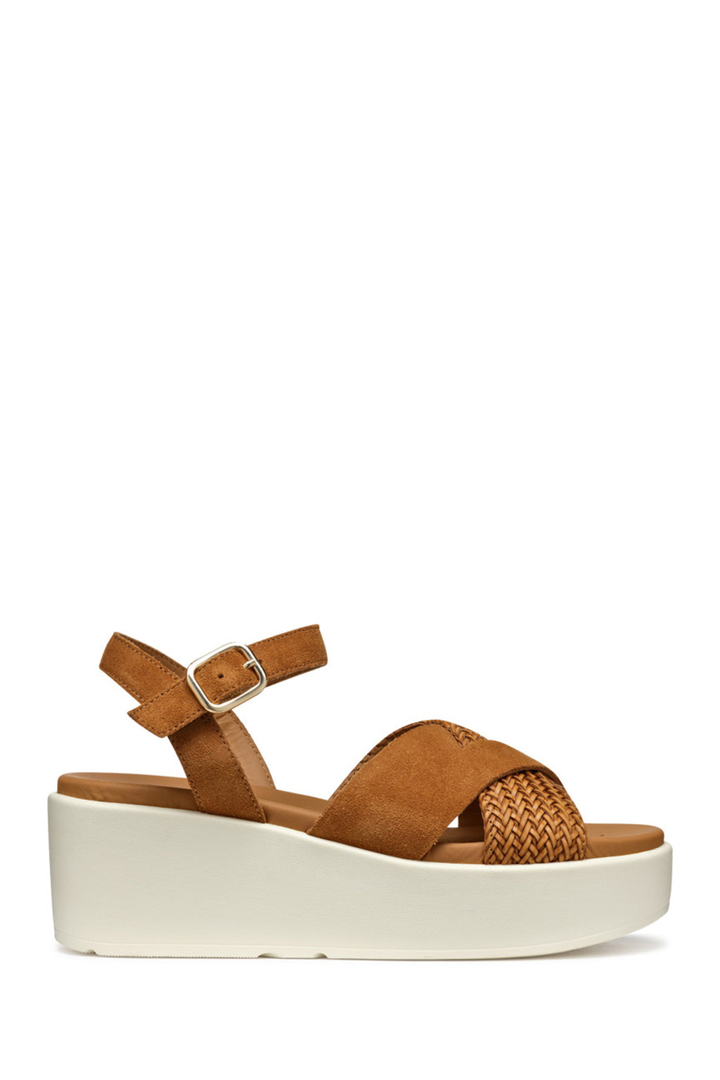 Geox Kadın Taba D Xand 2.2S A - Suede Bilekten Tokalı Dolgu Topuklu Deri Sandalet