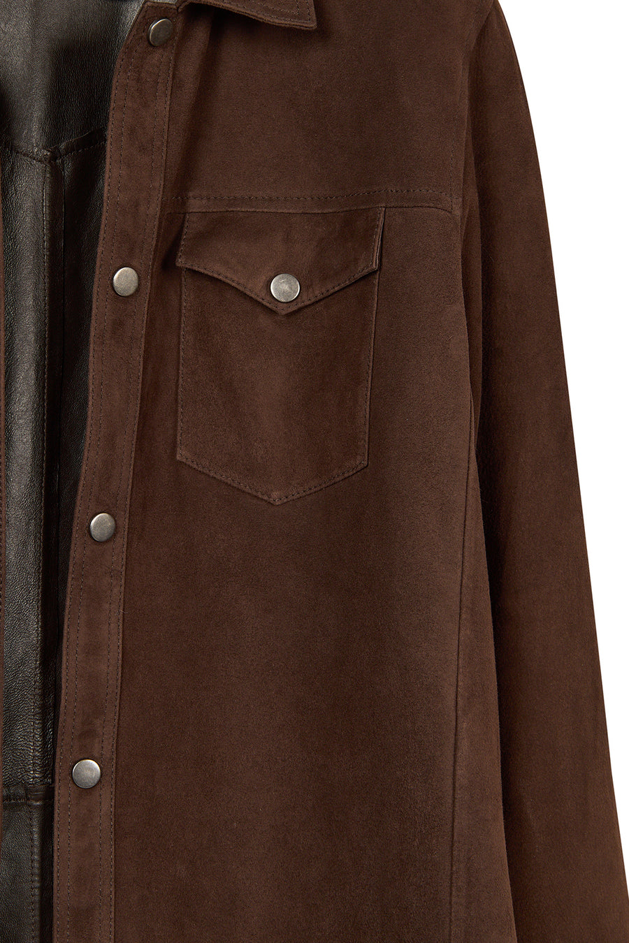 Martinez Male Brown Suede Leather Shirt Jacket