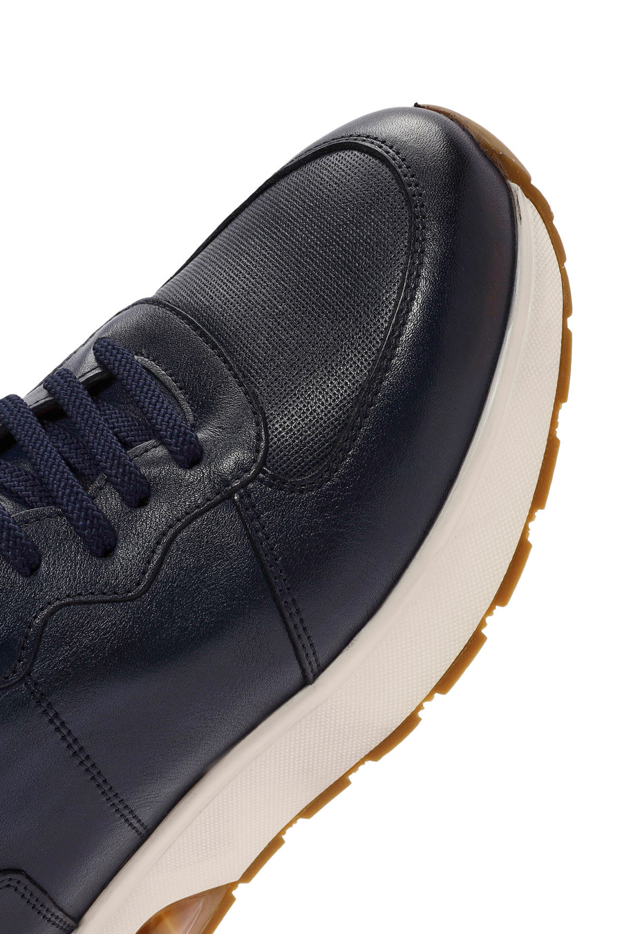Men's Navy Blue Lace-Up Leather Sneaker