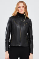 Lucky Women's Black Sport Short Leather Jacket | Derimod