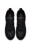 Woman Black Lace-Up Patterned Leather Sneaker | Derimod