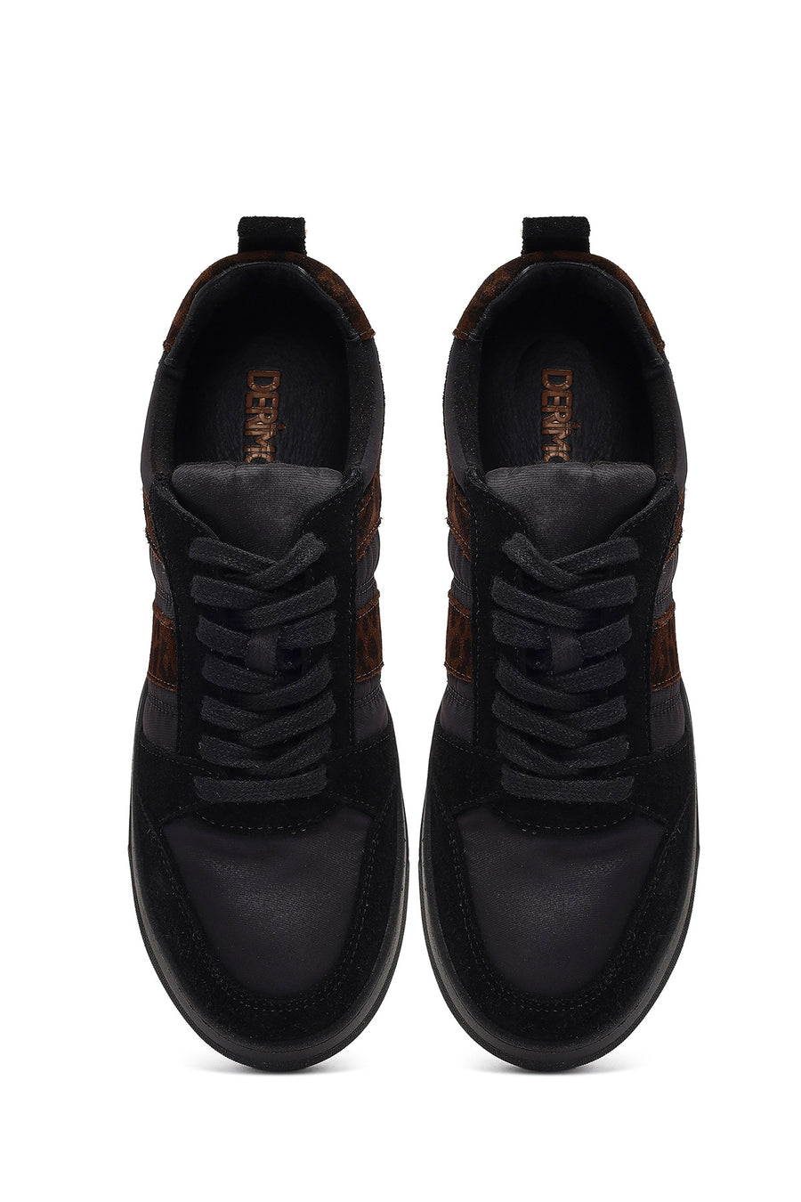 Woman Black Lace-Up Patterned Leather Sneaker