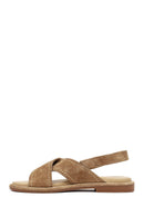 Women's Tan Suede Leather Sandals | Derimod