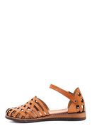 Women's Tan Leather Bodrum Sandals | Derimod
