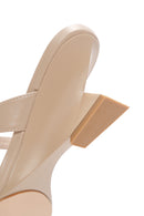 Women's Beige Medium Heeled Slippers | Derimod