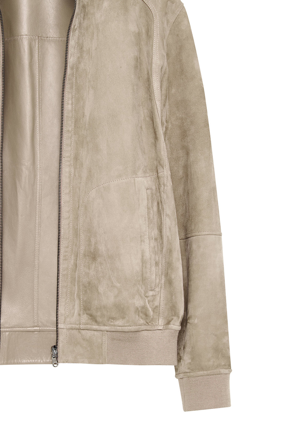 Suarez Men's Beige Mandarin Collar Suede Leather Jacket