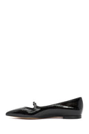 Women's Black Accessory Detailed Patent Leather Ballerinas | Derimod