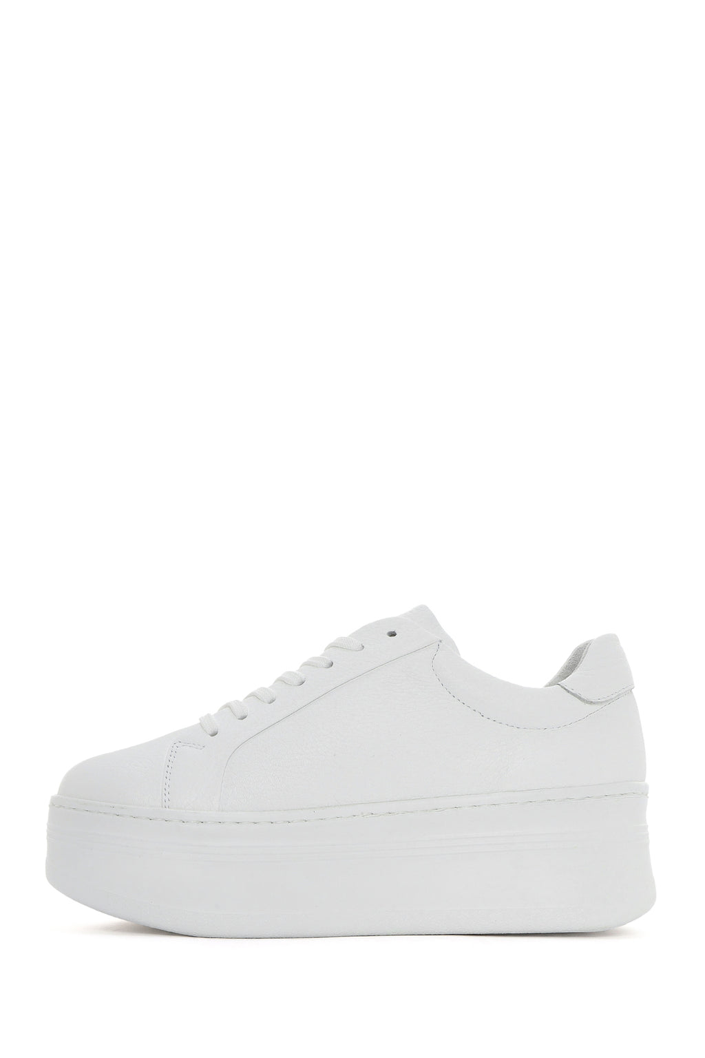Kadın Beyaz Bağcıklı Kalın Tabanlı Deri Sneaker