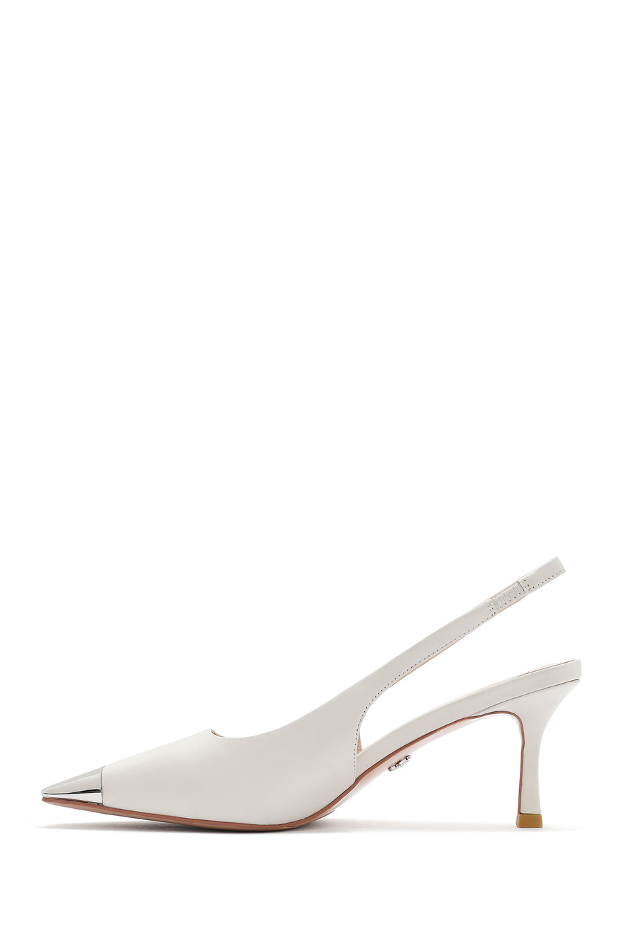 Women's Cream Open Back Leather High Heel Shoes