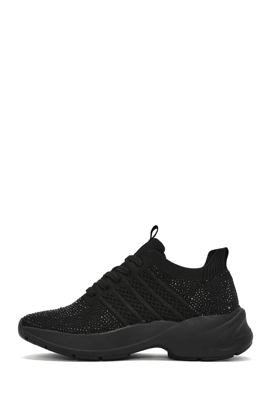 Derimod Zero Women's Black Lace-Up Stone Fabric Sneakers