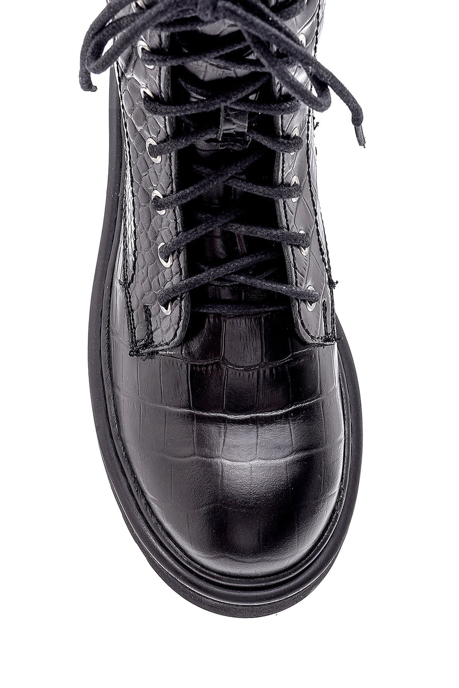 Women's Leather Crocodile Pattern Boots